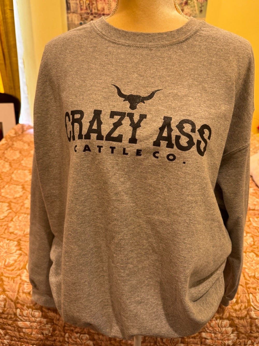 NWOT Woman’s Crazy Ass Cattle Co. Gray Crewneck Sweatshirt in XL